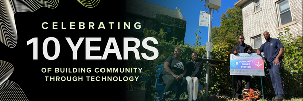 Banner with text reading "celebrating 10 years of building community through technology"