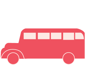 School bus illustration in salmon and light pink
